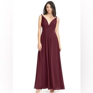 Azazie Maren Sleeveless Maxi Dress in Cabernet